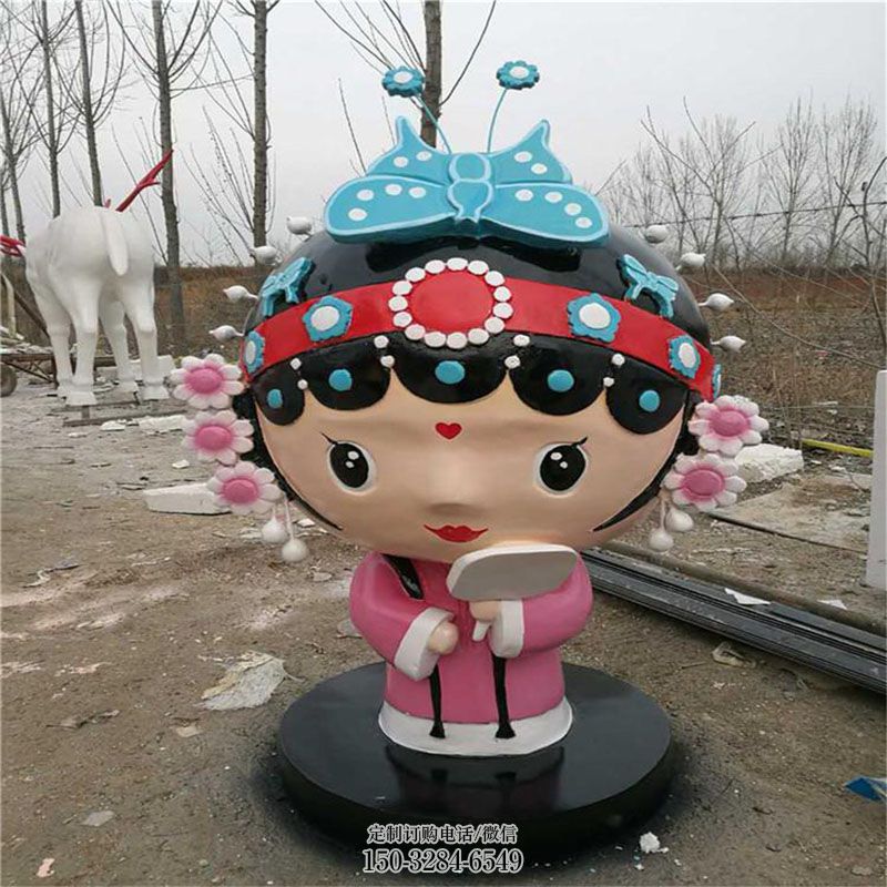 室外软装选用-地产艺术-门口花脸雕塑