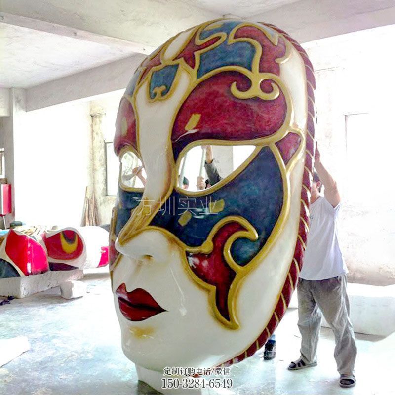 小区雕塑精选-景点标识-抽象面具景观雕塑