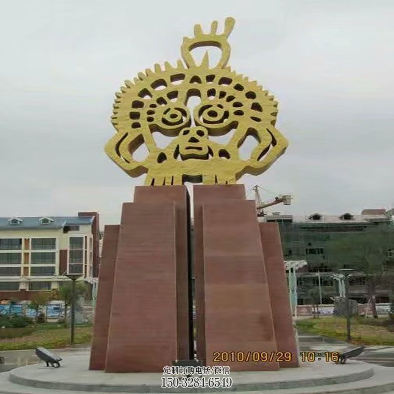 彩钢制作制造商-小品实景-民族面谱雕塑